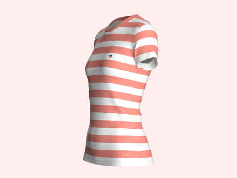 Tommy Hilfiger - Girls Crewneck Stripe T-Shirt Model 3D