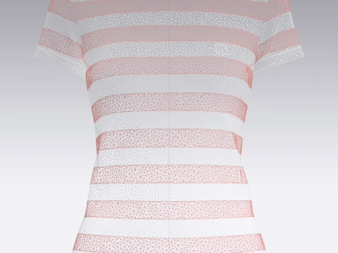 Tommy Hilfiger - Gestreept T-shirt met ronde hals voor meisjes 3D Model