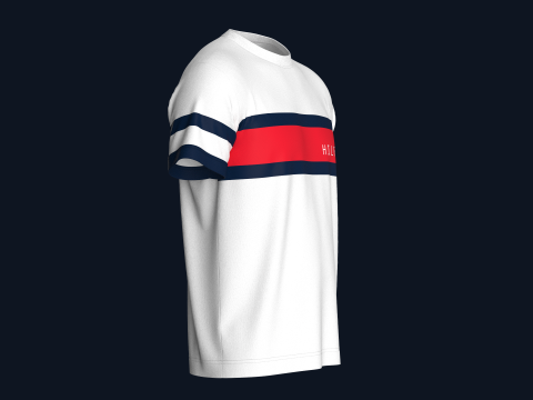 Tommy Hilfiger - Color Block Stripe T-Shirt Modello 3D