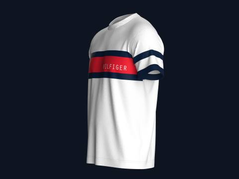 Tommy Hilfiger - Color Block Stripe T-Shirt Modello 3D
