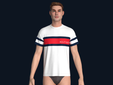 Tommy Hilfiger - Color Block Stripe T-Shirt 3D Model