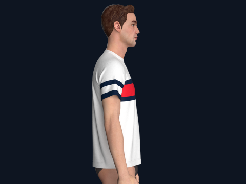 Tommy Hilfiger - Color Block Stripe T-Shirt Modello 3D
