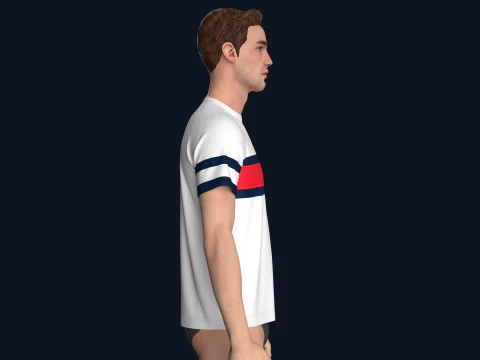 Tommy Hilfiger - Color Block Stripe T-Shirt 3D Model