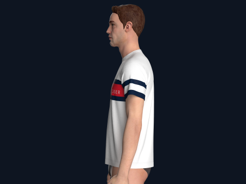 Tommy Hilfiger - Color Block Stripe T-Shirt Modello 3D