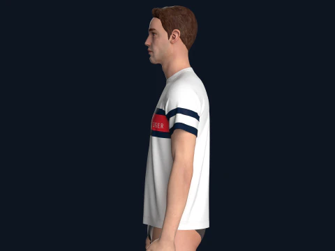 Tommy Hilfiger - Color Block Stripe T-Shirt 3D Model