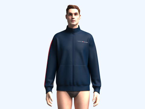 Tommy Hilfiger - Stripe Tape Zip Sweatshirt 3D मॉडल