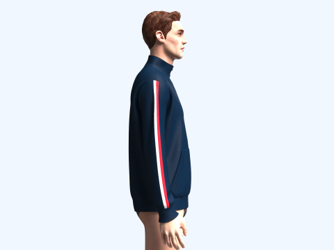 Tommy Hilfiger - Stripe Tape Zip Sweatshirt 3D मॉडल