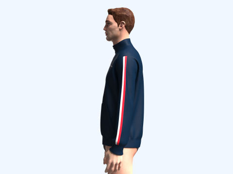 Tommy Hilfiger - Stripe Tape Zip Sweatshirt 3D मॉडल