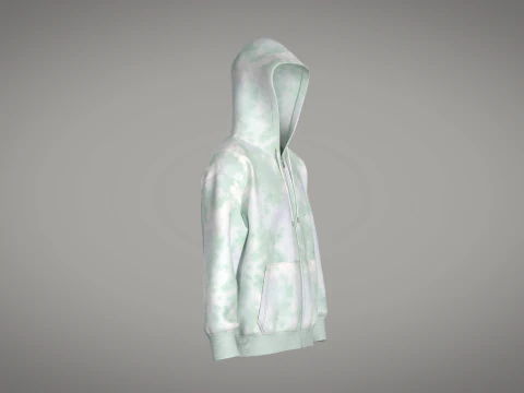 Men Zip Hoodie - Wash 3D Model