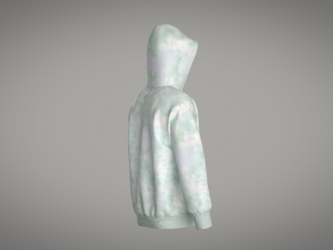 Men Zip Hoodie - Wash 3D-Modell