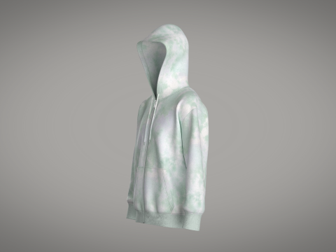 Men Zip Hoodie - Wash 3D-Modell