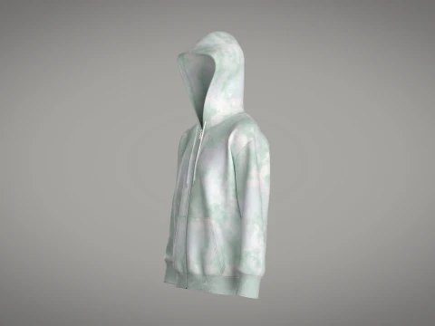 Men Zip Hoodie - Wash 3D Model