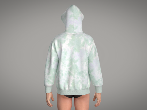 Men Zip Hoodie - Wash 3D-Modell