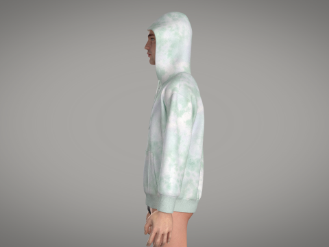 Men Zip Hoodie - Wash 3D-Modell