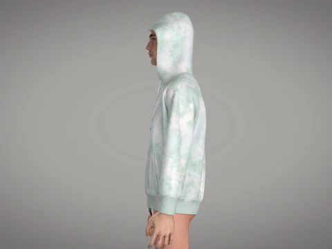 Men Zip Hoodie - Wash 3D Model