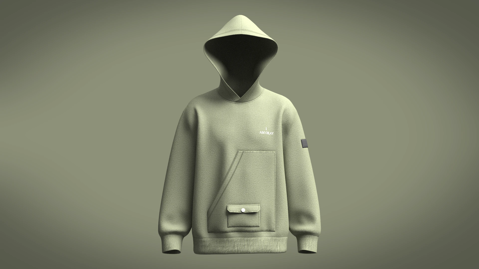Men Hoodie - I AM OKAY 3D Model .c4d .max .obj .3ds .fbx .stl .blend 