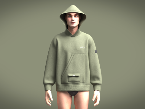 Men Hoodie - I AM OKAY Modelo 3D