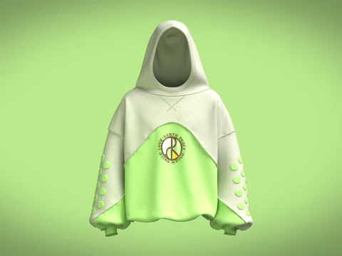 Sweat &agrave; capuche unisexe &agrave; manches longues et col rond Modèle 3D