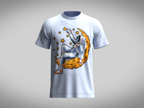 Tshirt - Lying On The Moon 3Dモデル