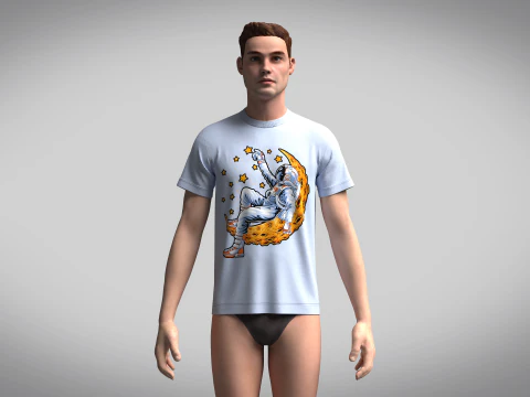 Tshirt - Lying On The Moon 3D Model