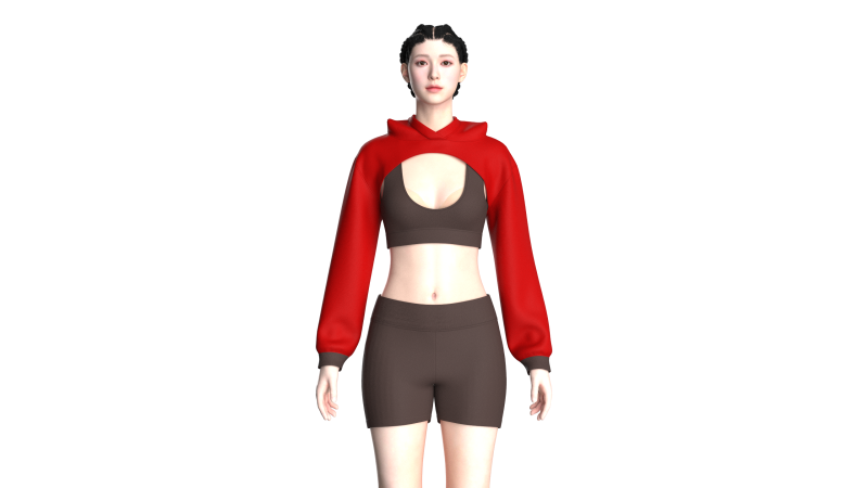 Yoga Hoodie With Shorts 3D Модель .c4d .max .obj .3ds .fbx .stl .blend