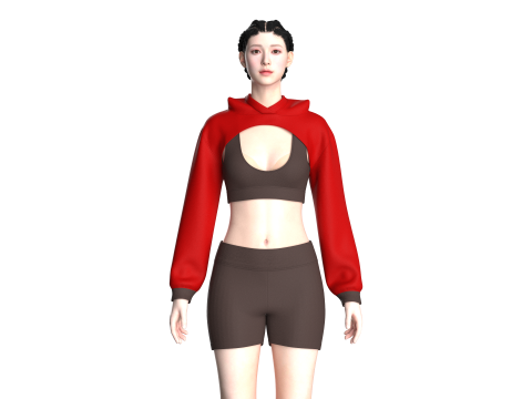 Yoga Hoodie With Shorts 3D Model