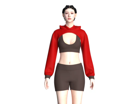 ヨガパーカーとショートパンツ 3Dモデル