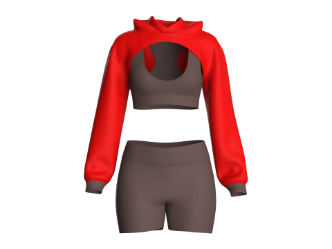 Yoga Hoodie With Shorts 3D Модель