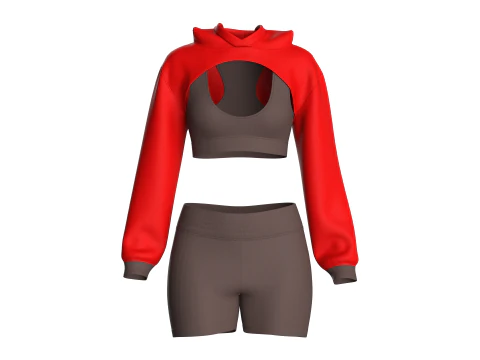 Yoga Hoodie With Shorts 3D Model