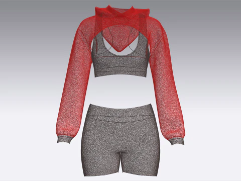 Yoga Hoodie With Shorts 3D Model