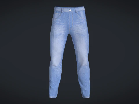 Men Denim Pant - Washed 3D Model