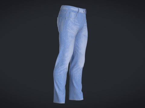 Men Denim Pant - Washed 3D Model