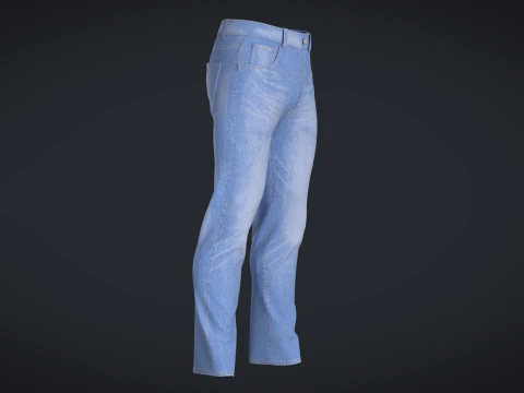 Men Denim Pant - Washed 3D Model