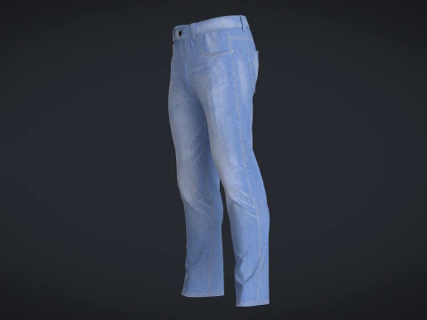 Men Denim Pant - Washed 3D Model