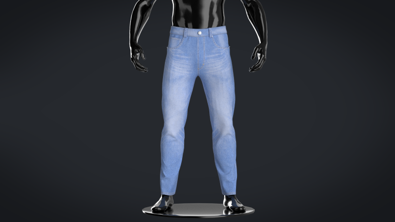 Men Denim Pant - Washed 3D Model .c4d .max .obj .3ds .fbx .stl .blend 