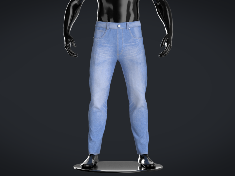 Men Denim Pant - Washed 3Dモデル