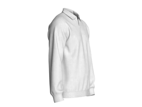 Men Long Sleeve Polo Without Button 3D Model