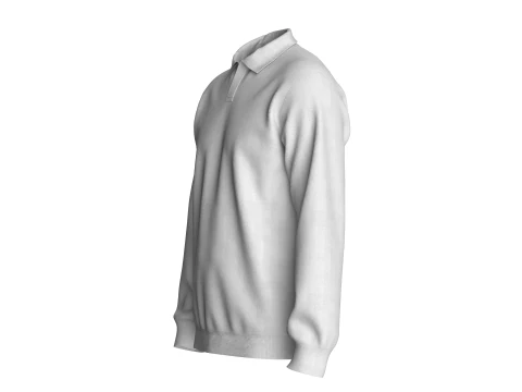 Men Long Sleeve Polo Without Button 3D Model