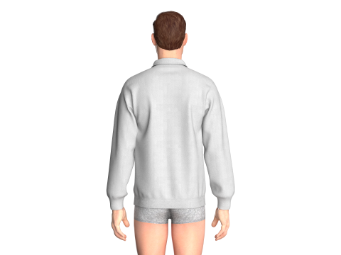 Men Long Sleeve Polo Without Button 3D 模型