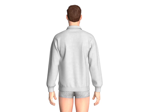 Men Long Sleeve Polo Without Button 3D Model