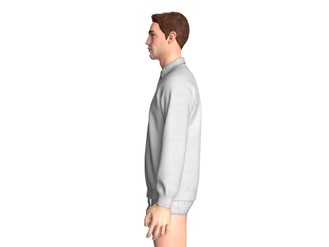 Men Long Sleeve Polo Without Button 3D Model