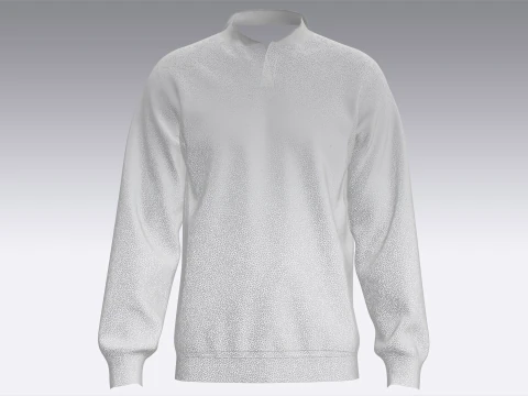 Men Long Sleeve Polo Without Button 3D Model