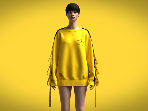 Girls - Reglan Long Sleeve Sweatshirt Modelo 3D