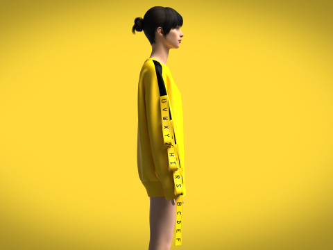 Girls - Reglan Long Sleeve Sweatshirt Modelo 3D
