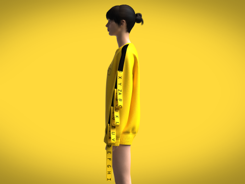 Girls - Reglan Long Sleeve Sweatshirt Modelo 3D