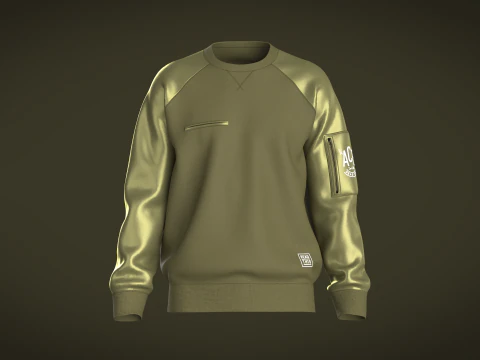 メンズ ジップ付きラグラン スウェットシャツ 3Dモデル