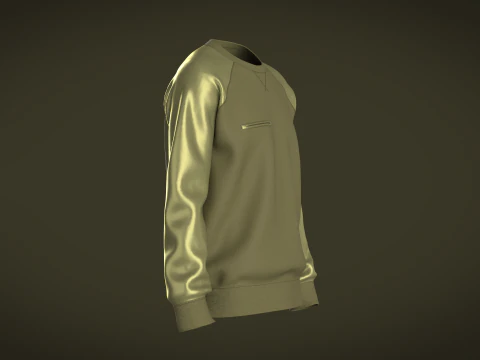 Men Raglan Sweatshirts With Zip 3D Model