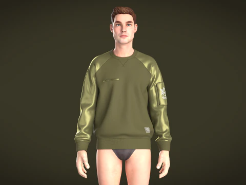 Men Raglan Sweatshirts With Zip 3D Model
