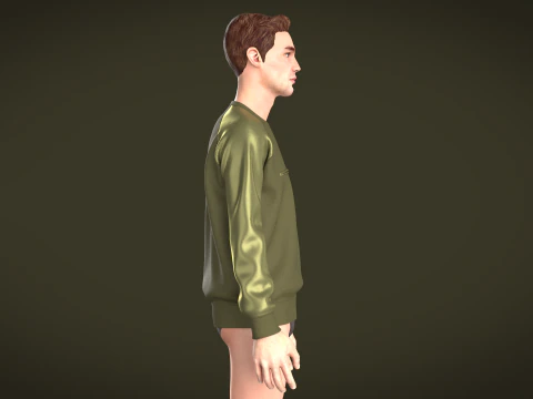 Men Raglan Sweatshirts With Zip 3D Model