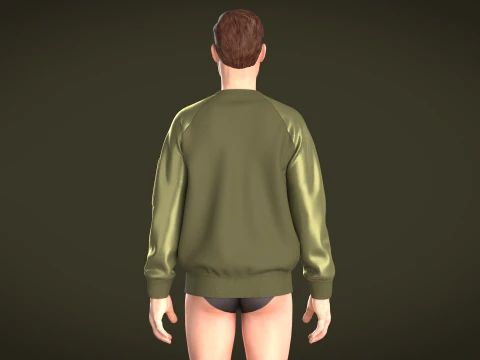 Men Raglan Sweatshirts With Zip 3D Model